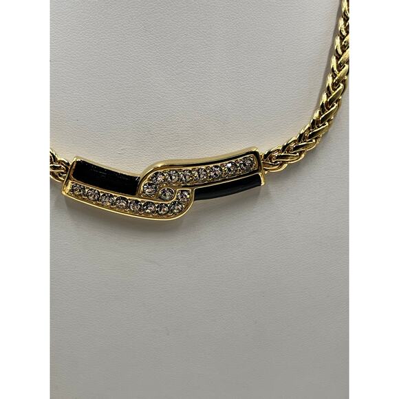 SWAROVSKI Swan Vintage 1990's
Gold Black Enamel Classic Statement Necklace - Picture 2 of 11